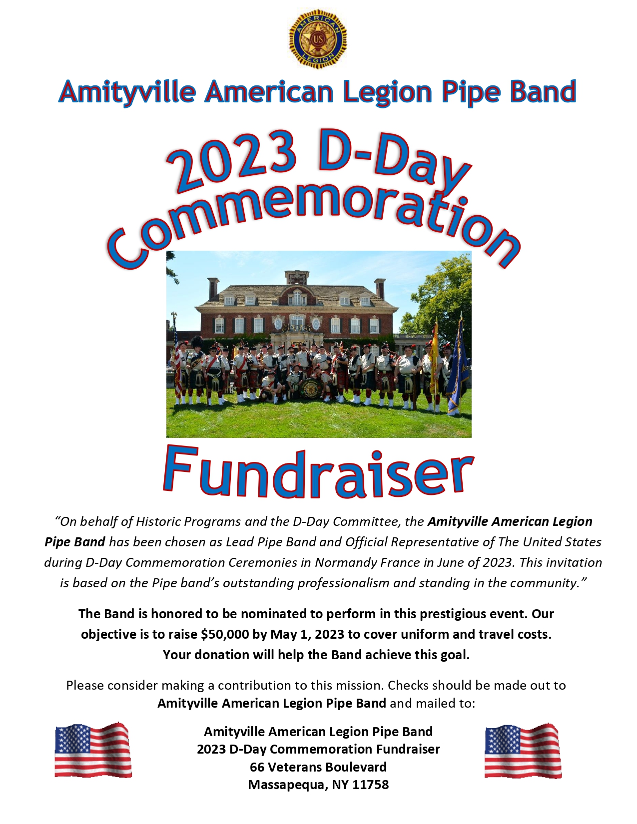 D-Day Commemoration Fundraiser @ Amityville American Legion Pipe Band